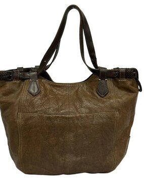 genten Dark Brown Leather Tote Bag